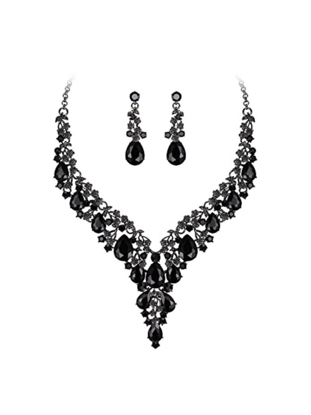 BriLove Wedding Bridal Necklace Earrings Jewelry Set for Women